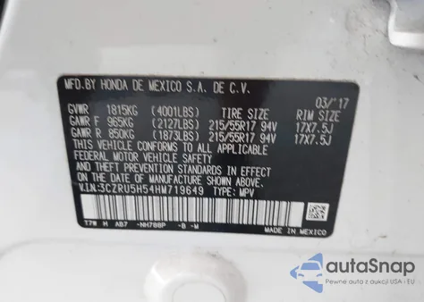 2017 Honda Hr-V Ex from USA, damaged, VIN 3CZRU5H54HM719649